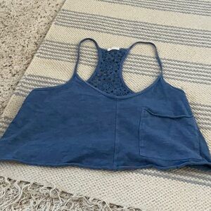 Blue Lace Back Women's Top